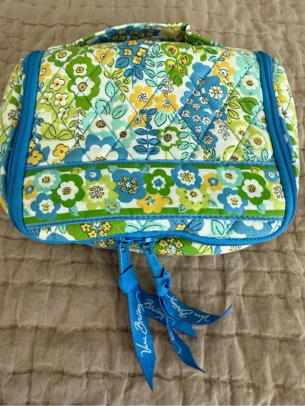 Vera Bradley English Meadow Quilted Floral Travel Bag in Blue, Green & Yellow